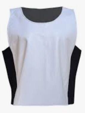 REBECCA MINKOFF 
100% Lambskin Sleeveless  White and Black Tank Top